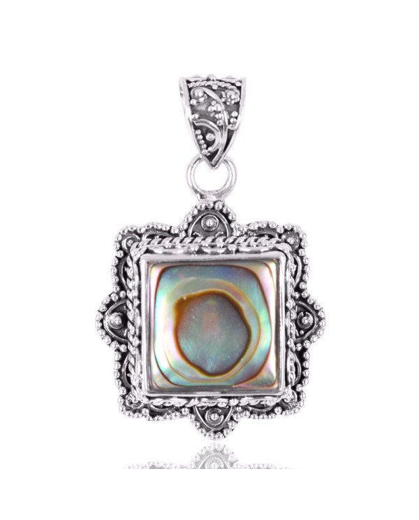 Natural Abalone Shell Gemstone 925 Sterling Silver Pendant| Jewels Artisan