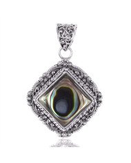 Natural Abalone Shell Gemstone 925 Sterling Silver Pendant| Jewels Artisan