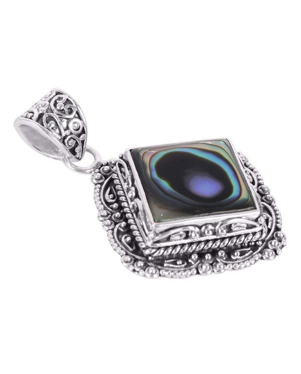 Natural Abalone Shell Gemstone 925 Sterling Silver Pendant| Jewels Artisan
