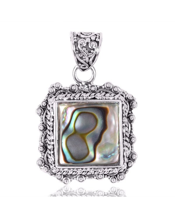 Natural Abalone Shell Gemstone 925 Sterling Silver Pendant| Jewels Artisan