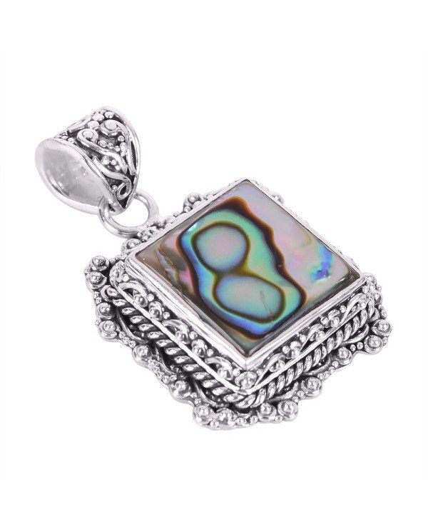 Natural Abalone Shell Gemstone 925 Sterling Silver Pendant| Jewels Artisan