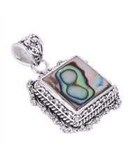 Natural Abalone Shell Gemstone 925 Sterling Silver Pendant| Jewels Artisan