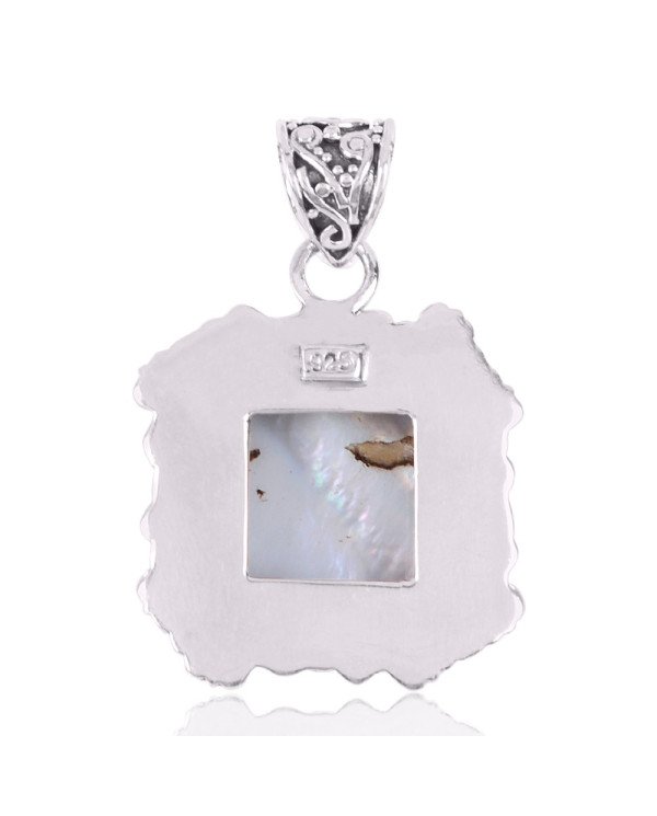 Natural Abalone Shell Gemstone 925 Sterling Silver Pendant| Jewels Artisan