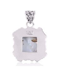 Natural Abalone Shell Gemstone 925 Sterling Silver Pendant| Jewels Artisan