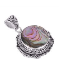 Natural Abalone Shell Gemstone 925 Sterling Silver Pendant| Jewels Artisan