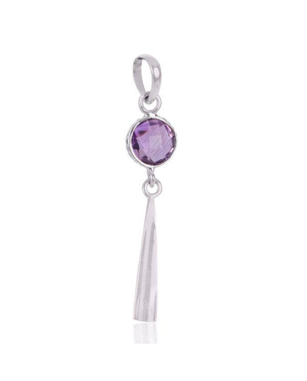 Natural Amethyst Gemstone 925 Sterling Silver Pendant| Jewels Artisan