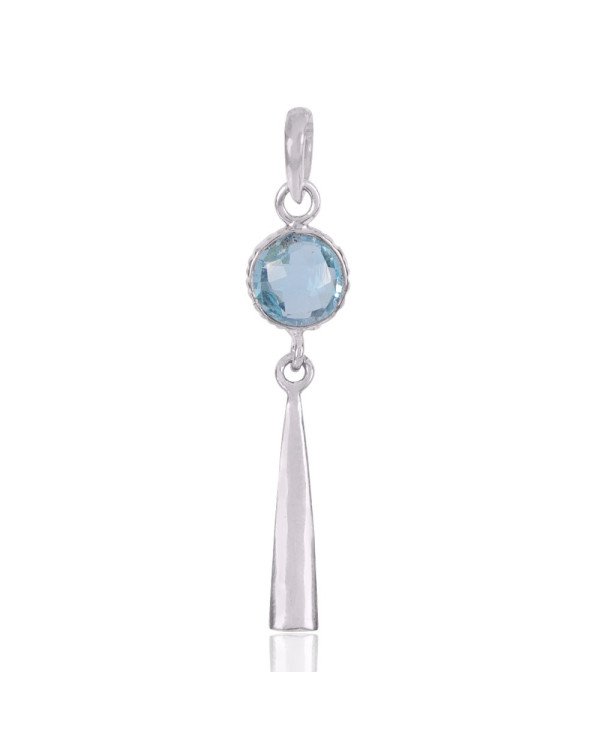 Natural Sky Blue Topaz Gemstone 925 Sterling Silver Pendant| Jewels Artisan