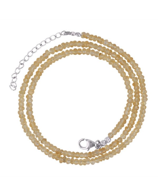 Natural Citrine Beads Gemstone Sterling Silver Necklace| Jewels Artisan