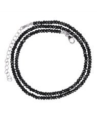 Black Spinal Gemstone Sterling Silver Beads Necklace| Jewels Artisan.
