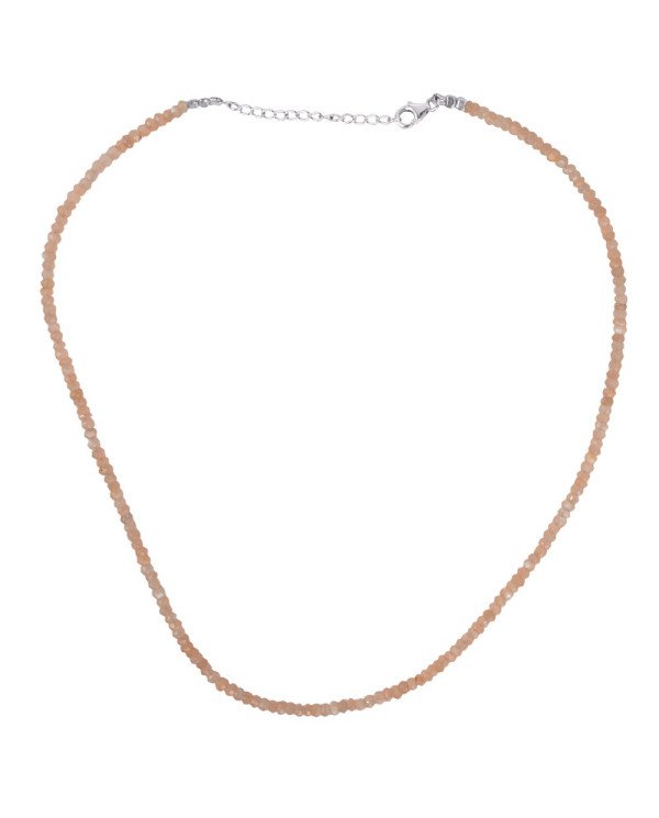 Moon Stone Beads Gemstone 925 Sterling Silver Necklace| Jewels Artisan