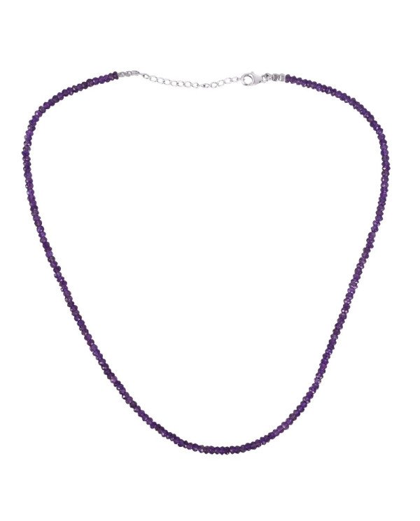 Amethyst Beads Gemstone 925 Sterling Silver Necklace| Jewels Artisan.