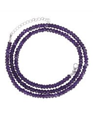 Amethyst Beads Gemstone 925 Sterling Silver Necklace| Jewels Artisan.