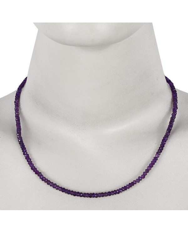 Amethyst Beads Gemstone 925 Sterling Silver Necklace| Jewels Artisan.