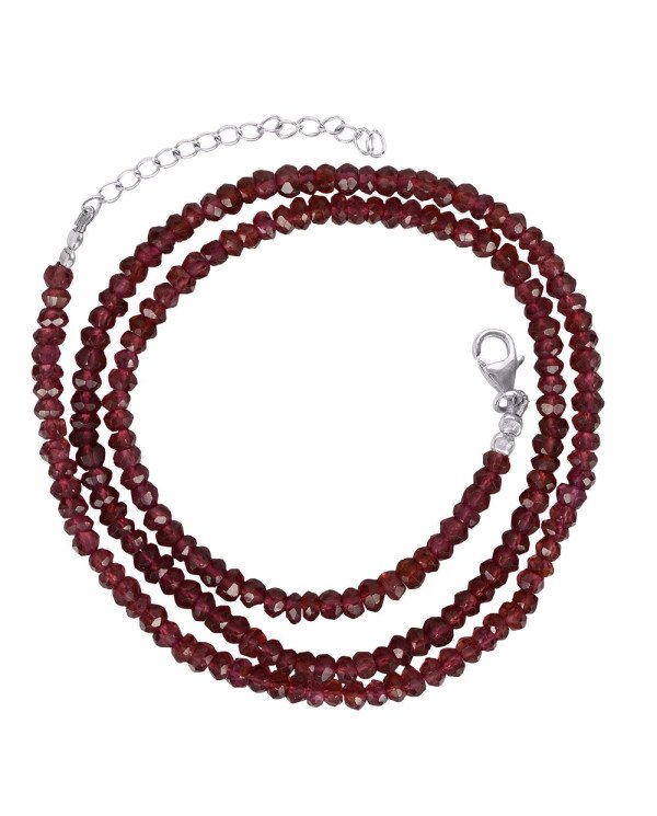 Rhodolite Garnet Gemstone Sterling Silver Beads Necklace| Jewels Artisan