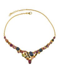 Natural Tabasco Geode And Tourmaline Gemstone 925 Sterling Silver Necklace| Jewels Artisan