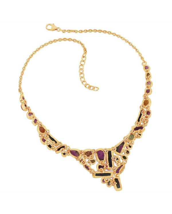 Multi Tourmaline Necklace | Gold Plated 925 Silver Handmade Jewelry