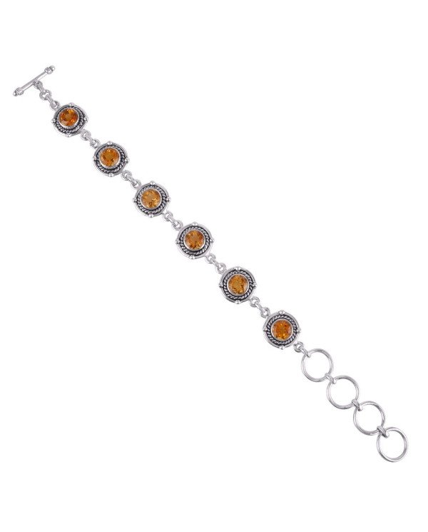 Natural Citrine Gemstone 925 Sterling Silver Bracelet| Jewels Artisan
