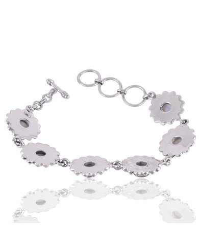 Natural Rainbow Moonstone Gemstone 925 Sterling Silver Bracelet| Jewels Artisan