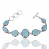 Natural Larimar Gemstone 925 Sterling Silver Bracelet| Jewels Artisan
