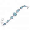 Natural Larimar Gemstone 925 Sterling Silver Bracelet| Jewels Artisan