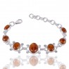 Natural Amber Gemstone 925 Sterling Silver Cluster Bracelet| Jewels Artisan