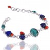 Natural Tibetan Turquoise Lapis And Coral  Gemstone 925 Sterling Silver Bracelet| Jewels Artisan