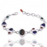 Natural Tibetan Turquoise Lapis And Coral  Gemstone 925 Sterling Silver Bracelet| Jewels Artisan