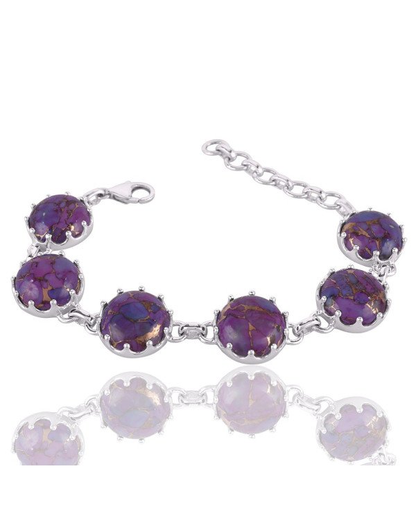 Natural Purple Copper Turqoiose Gemstone 925 Sterling Silver Bracelet| Jewels Artisan