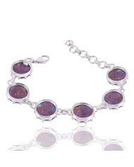 Natural Purple Copper Turqoiose Gemstone 925 Sterling Silver Bracelet| Jewels Artisan