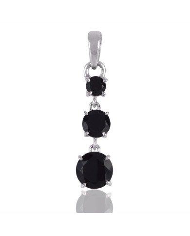 Natural Black Onyx Gemstone 925 Sterling Silver Cluster Pendant| Jewels Artisan