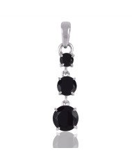 Natural Black Onyx Gemstone 925 Sterling Silver Cluster Pendant| Jewels Artisan