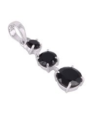 Natural Black Onyx Gemstone 925 Sterling Silver Cluster Pendant| Jewels Artisan