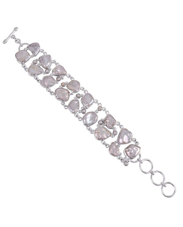 Natural Pearl Gemstone 925 Sterling Silver Bracelet| Jewels Artisan