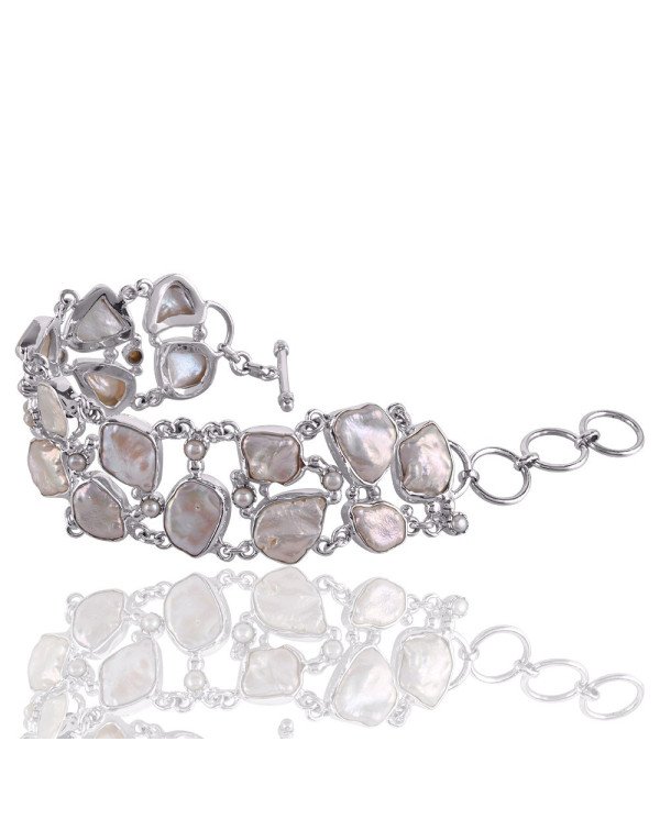 Natural Pearl Gemstone 925 Sterling Silver Bracelet| Jewels Artisan