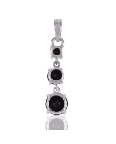 Natural Black Onyx Gemstone 925 Sterling Silver Cluster Pendant| Jewels Artisan