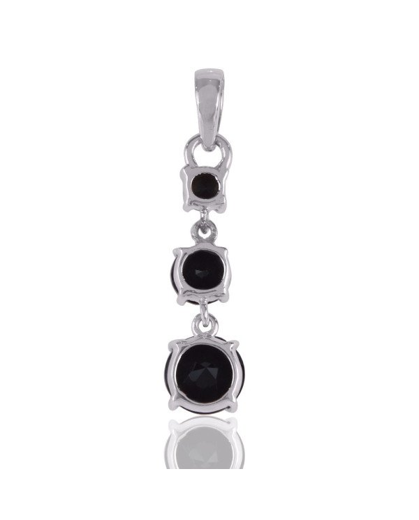 Natural Black Onyx Gemstone 925 Sterling Silver Cluster Pendant| Jewels Artisan