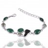 Natural Green Amethyst Malachite And Tektite Gemstone 925 Sterling Silver Bracelet| Jewels Artisan