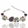 Natural Colour Pearl Green Kyanite And Multigemstone 925 Sterling Silver Bracelet