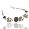 Natural Colour Pearl Green Kyanite And Multigemstone 925 Sterling Silver Bracelet