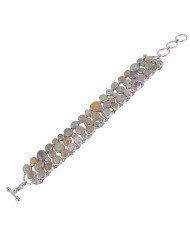 Natural Ethiopian Opal Gemstone 925 Sterling Silver Bracelet| Jewels Artisan