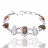 Natural Ammonite Citrine And Biwa Pearl Gemstone 925 Sterling Silver Bracelet| Jewels Artisan