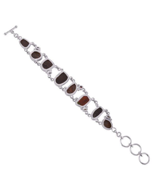 Natural Garnet Citrine Peridot And Ammolite Gemstone 925 Sterling Silver Bracelet| Jewels Artisan