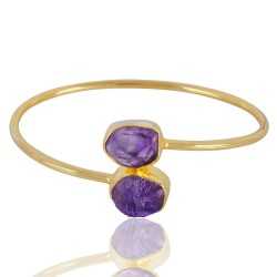 Natural Amethyst Gemstone 925 Sterling Silver Cuff Bracelet| Jewels Artisan