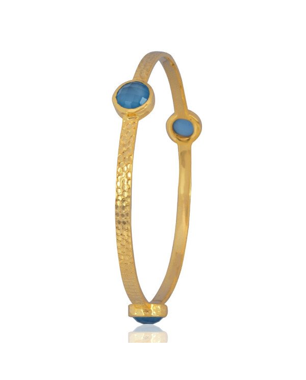 Natural Blue Onyx Gemstone 925 Sterling Silver Bracelet| Jewels Artisan