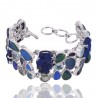 Azurite Malachite Doublet Opal Green Amethyst Iolite And Blue Topaz Gemstone 925 Silver Bracelet| Jewels Artisan