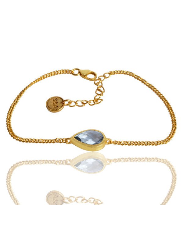 Natural Sky Blue Topaz Gemstone 925 Sterling Silver Bracelet| Jewels Artisan