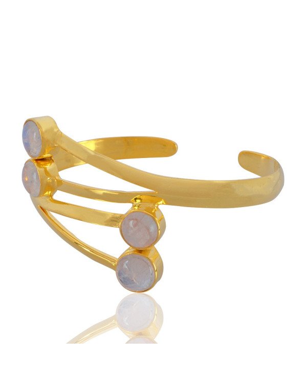 Natural Rainbow Moonstone Gemstone 925 Sterling Silver Bracelet| Jewels Artisan