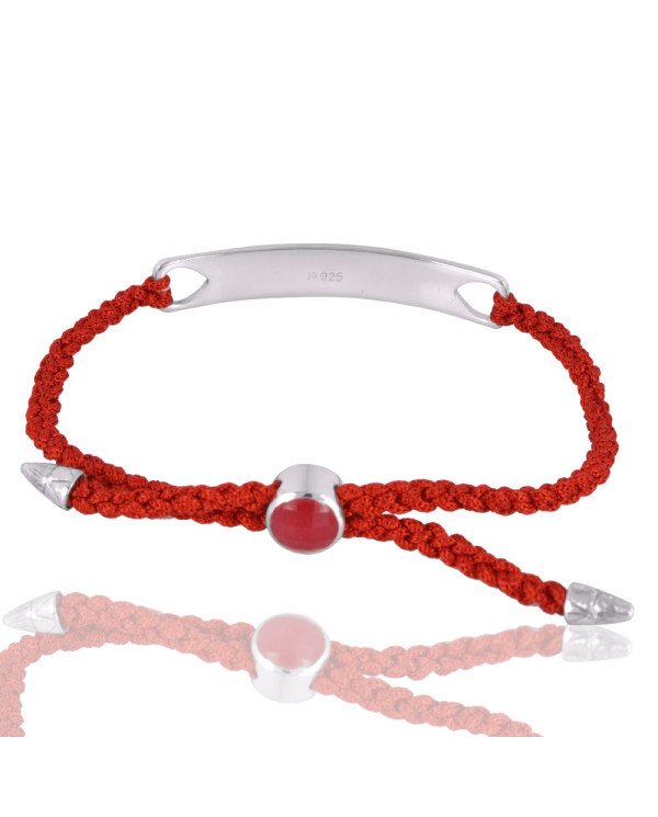 Natural Red Glass Gemstone 925 Sterling Silver Bracelet| Jewels Artisan