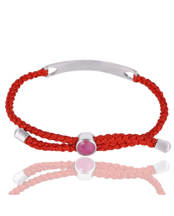 Natural Pink Glass Gemstone 925 Sterling Silver Bracelet| Jewels Artisan