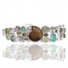 Natural Idocrase Ammonite Prehnite Pyrite And Tibetan Turquoise Gemstone 925 Sterling Silver Bracelet| Jewels Artisan